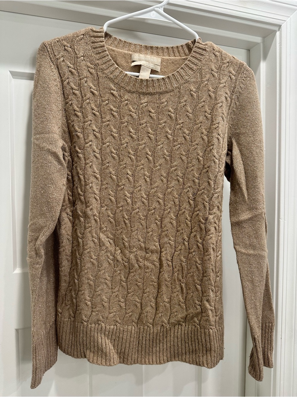 Banana Republic Cable-Knit Scoop Neck Sweater - Tan